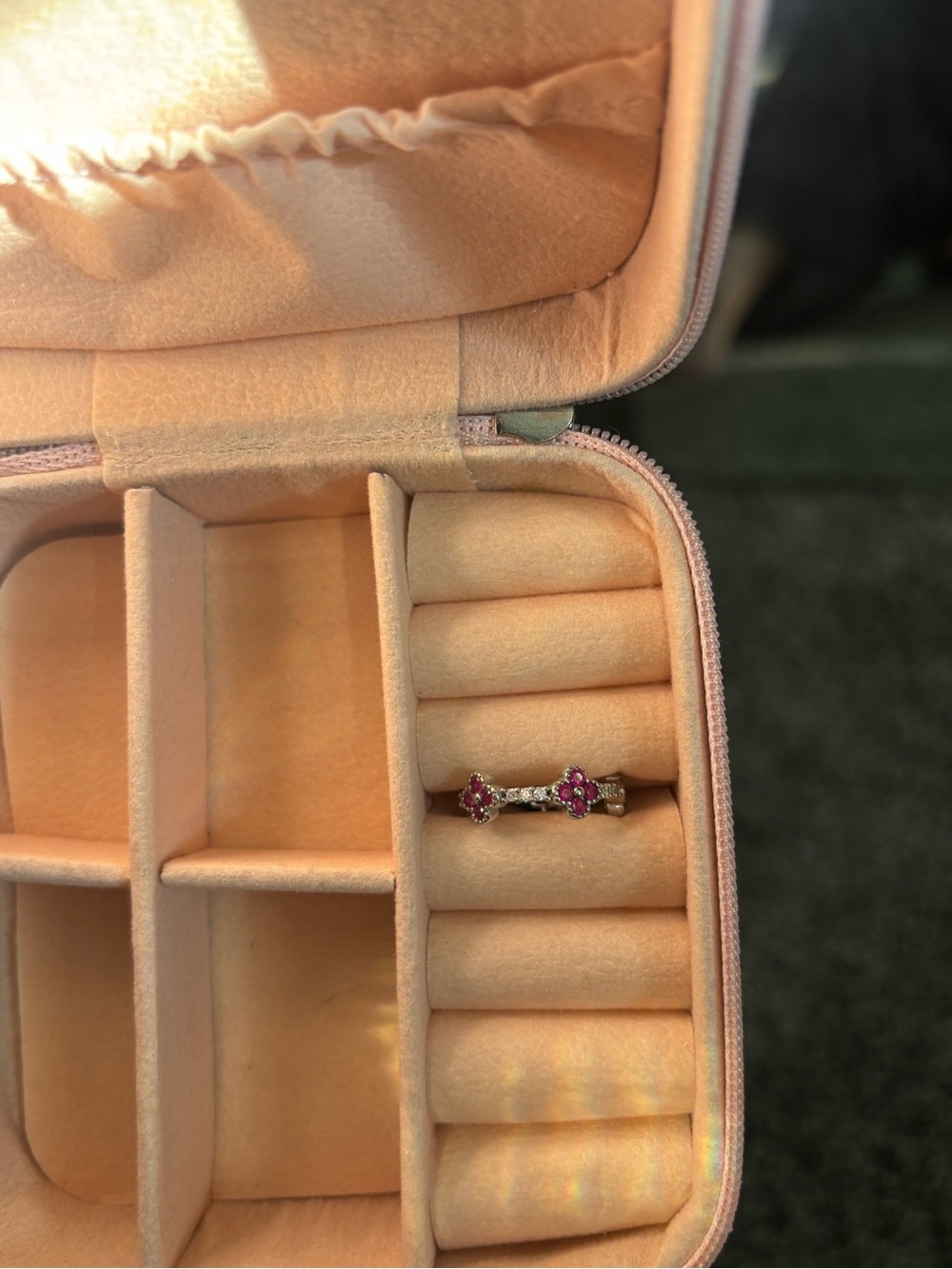 Pink Gemstone Floral Ring - Unbranded
